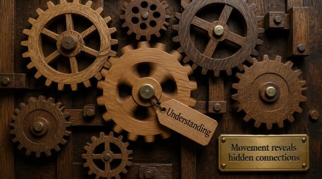 Structured composition of interlocking wooden gears v2-6x high fidelity