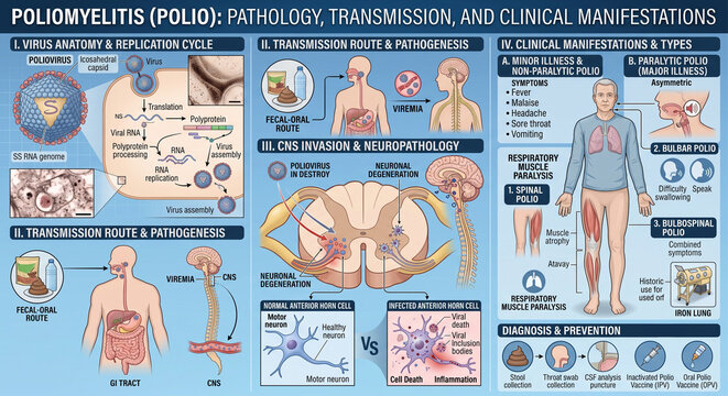 "Pathogenesis and Neurological Impact of Poliovirus (Poliomyelitis)