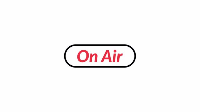  animated On air sign and text animation for live broadcast studio and media production animation in 4K animation with alpha channel  on transparent background 