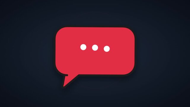 Red Chat Bubble Icon Animation For Messaging Interface.