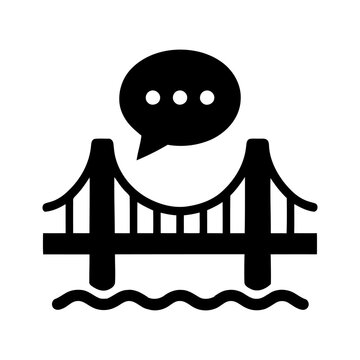 Suspension bridge icon with a speech bubble vector illustration