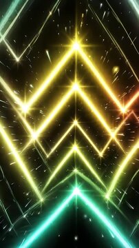 Abstract Neon Zig-Zag Tunnel Background - A dynamic abstract background featuring glowing neon zig-zag lines in a tunnel perspective.
