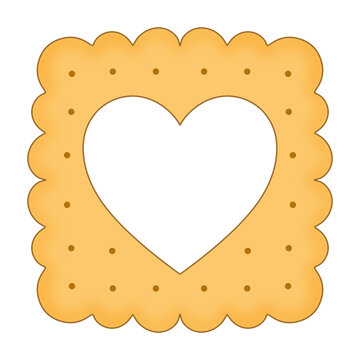 Heart shaped Christmas cookie frame icon, square biscuit label template with blank center copy space for bakery product packaging design, holiday food sticker, and sweet snack branding