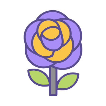 Purple and yellow rose icon