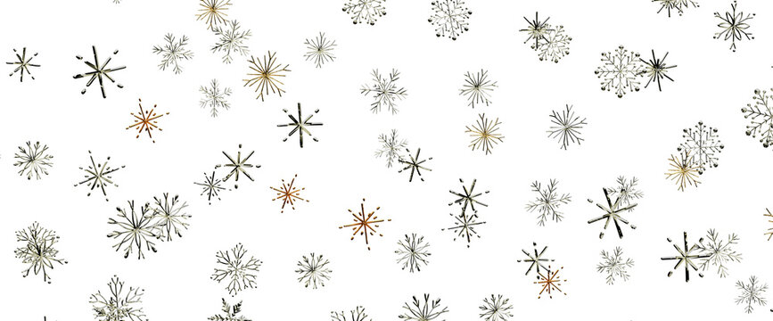 Abstract seamless pattern of snowflakes on a white background for winter holidays