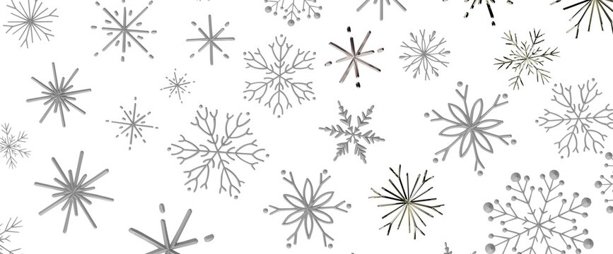 Elegant silver snowflake pattern for festive winter holidays and Christmas celebrations