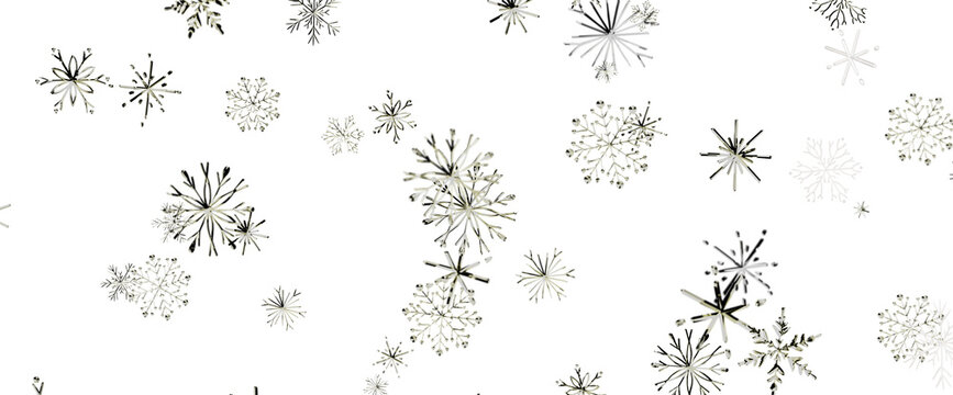 Seamless pattern of delicate snowflakes scattered across a clean white background.