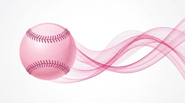 Pink Baseball on white background,Baseball player hitting ball with bat,home run,baseball or t shirt, posters and banner,sport day, ball Icon Concept,Vector