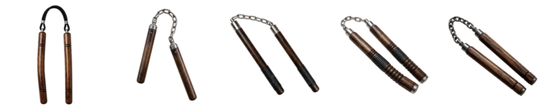 Traditional Wooden Nunchucks Set with Chain for Martial Arts Training and Demonstration