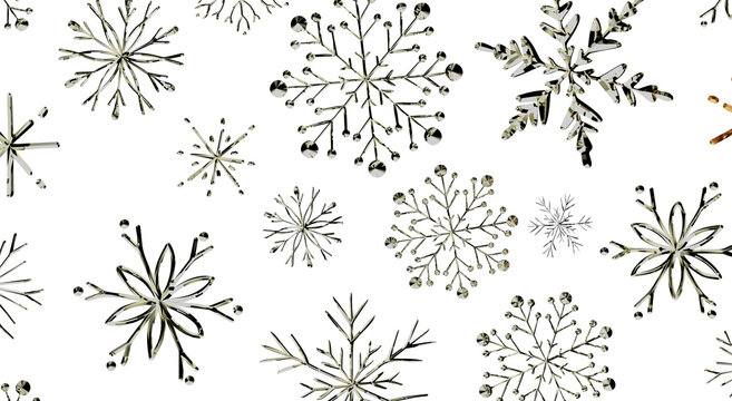 Stunning silver snowflake pattern on white background. Perfect for Christmas, winter holi
