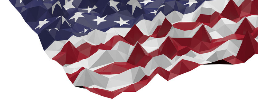 Abstract low poly design of the American flag in a geometric style.