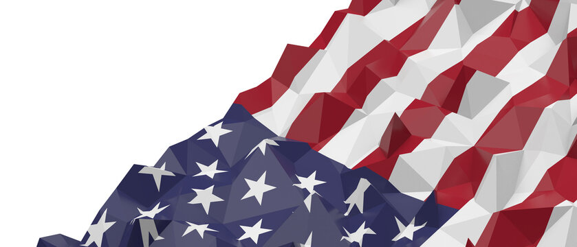 Geometric abstract low poly rendering of the American flag.