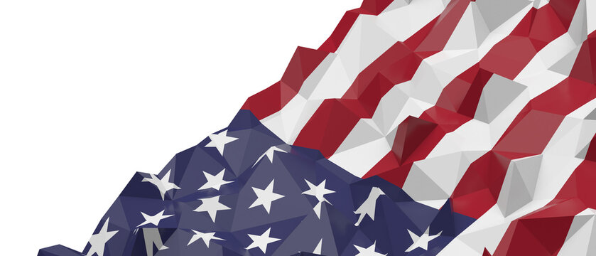 Modern abstract low poly design of the American flag waving.