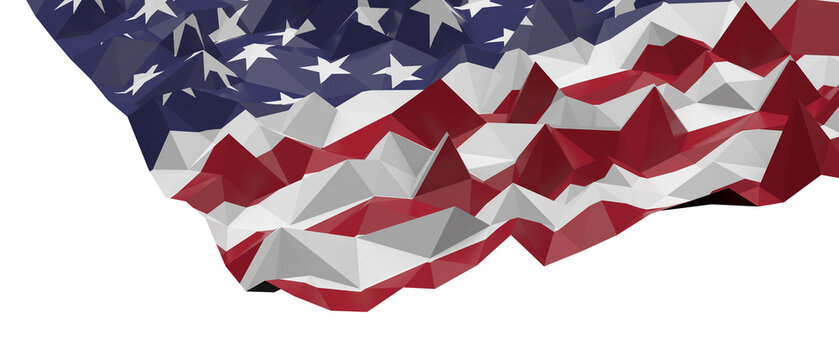 Geometric low poly American flag art, modern abstract patriotic design for backgrounds