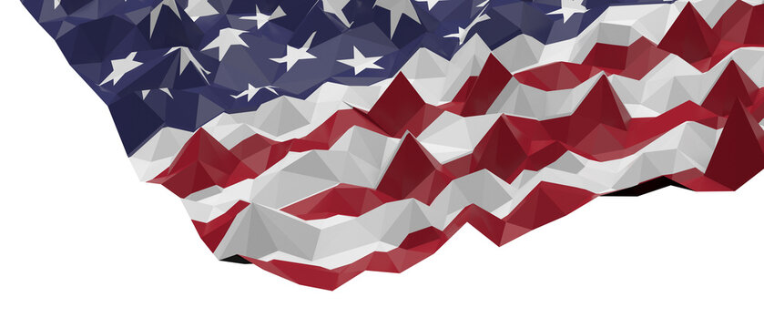 Geometric USA flag texture with low polygon effect