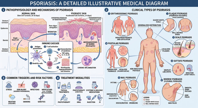 Psoriasis: A detailed illustrative Medical Diagram
