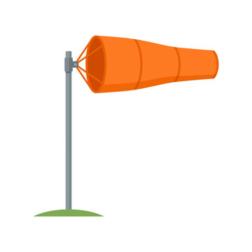 Orange Wind Direction Indicator Cone Mounted on a Metal Pole for Weather Monitoring