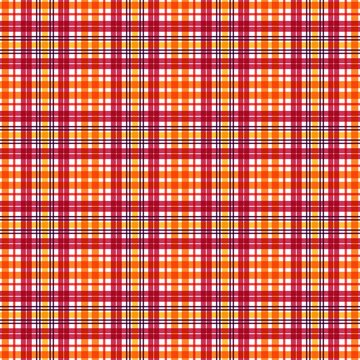 Seamless orange and red plaid tartan pattern fabric background