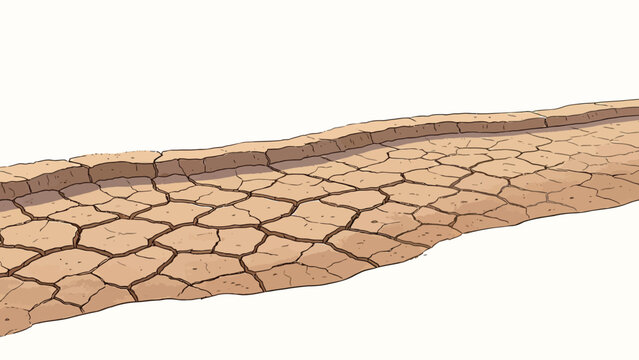 Detailed illustration of cracked dry earth terrain with hexagonal mud patterns and textured soil layers