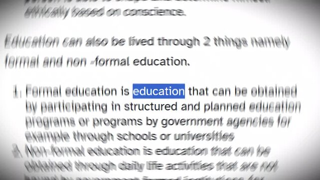 A looping clip featuring the phrase &ldquo;Education&rdquo; with dynamic typography, match-cut transitions, and radial blur effects. Perfect for news headlines and social media content. 