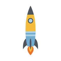 Cartoon rocket ship with flames isolated on transparent background © sandri