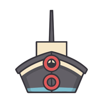 Front view of a cartoon boat