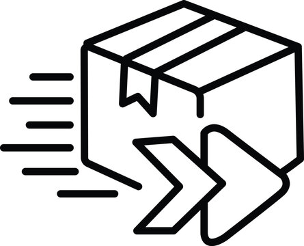 Fast delivery icon with a moving cardboard box