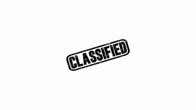 Black Classified Rubber Stamp Impression Isolated on White Background for Confidential Document Security and Privacy