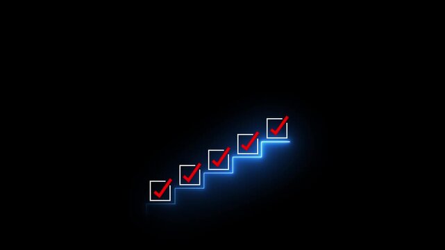Checklist and task progress tracking concept on transparent background. Productivity, goal setting, and efficient project management. 4k motion graphic animation.