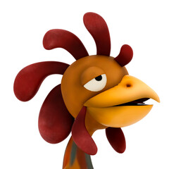 3d Render Cartoon Rooster Music Mascot Portrait with transparent background © Ricardo