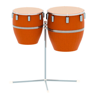 3d Render Brown Conga Drum Pair Stand with transparent background