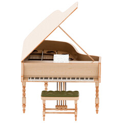 3d Render White Classical Grand Piano Front with transparent background © Ricardo