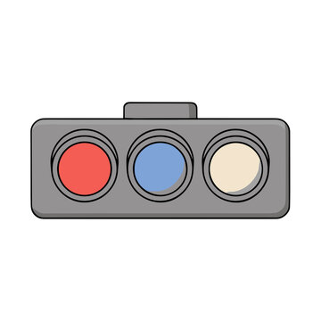 Traffic light with red, blue, and yellow lights