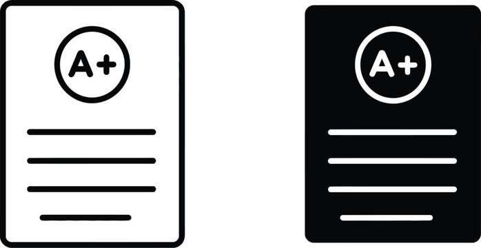 Report Card Icon, flat clipart series for education, student grades, academic assessment, school records, performance, and learning