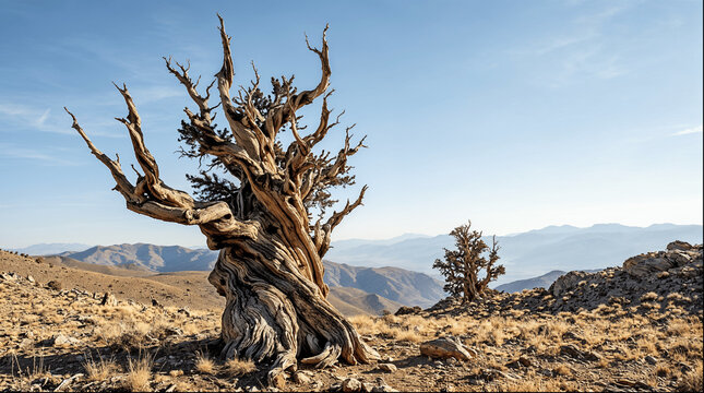Gnarled Bristlecone Pine on Dry Slopes Above the California High Country