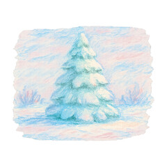 Naklejka premium PNG Pastel winter tree illustration.