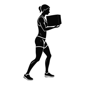 Female silhouette carrying yoga block for fitness training, studio workout apps, healthy lifestyle blogs, exercise equipment guides, and wellness practice content