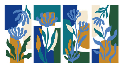 Fototapeta premium Abstract Floral Composition with Multicolor Rectangular Panels