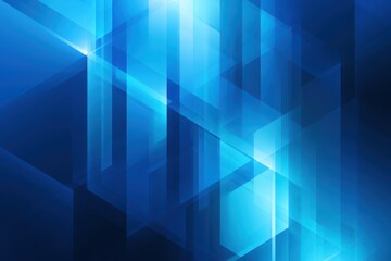 Obraz premium Blue geometric abstract background with glowing polygons and layered shapes for tech-inspired designs
