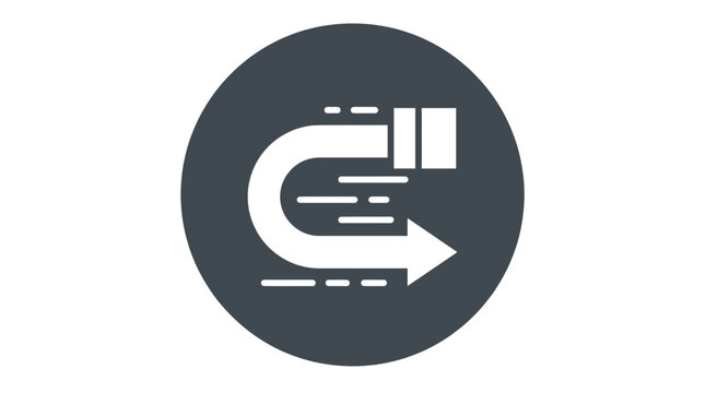 Curved white arrow icon indicating rapid movement inside dark gray circular badge on transparent grid background
