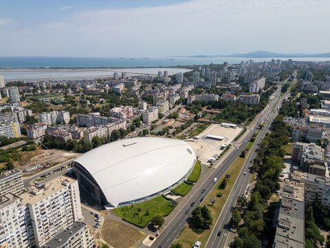 Aerial View of Arena Burgas Sports Hall and Concert Venue in Bulgaria