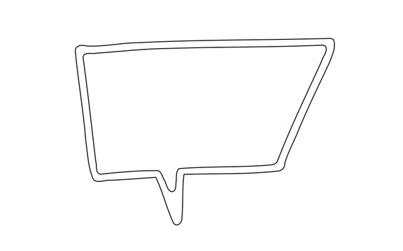 Text speech bubble blank design element. Cartoon style text bubble - isolated transparent PNG illustration. Hand drawn speech bubble.
