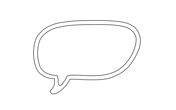 Text speech bubble blank design element. Cartoon style text bubble - isolated transparent PNG illustration. Hand drawn speech bubble.