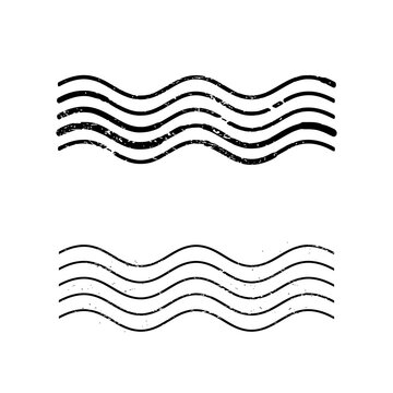 Grunge wave stamp isolated PNG object - vintage postage cancellation mark. Transparent PNG illustration.