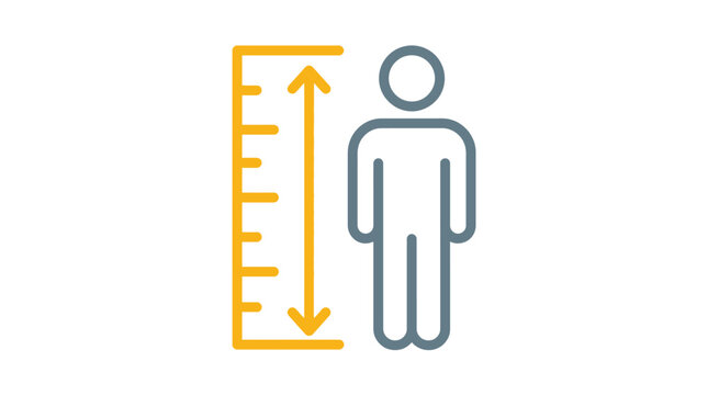 Human height measurement icon featuring simple minimalist line art style on a clean white studio background