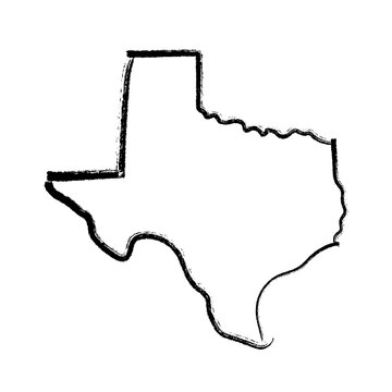 Texas map outline concept sketch. Isolated graphics hand drawn map of US state. Transparent PNG illustration.
