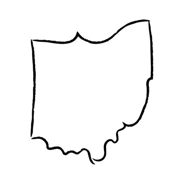Ohio map outline concept sketch. Isolated graphics hand drawn map of US state. Transparent PNG illustration.