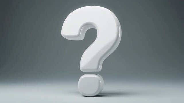 Professional Matte White Question Mark Symbol with Clean Surface Texture, Minimalist 3D Graphic Animation Full HD Motion Background