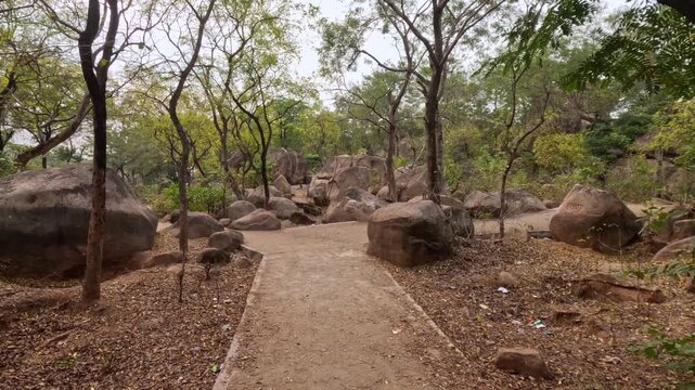 Scenic Pathway Through Rocky Landscape at Mama Vagne Pahar - Birbhum, West Bengal