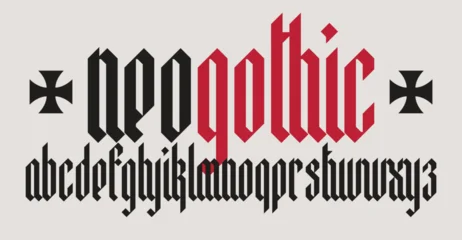 Neo Gothic Blackletter Alphabet Font with Medieval Style Letters for Logos, Posters, Tattoos, T-Shirts and Branding © paseven